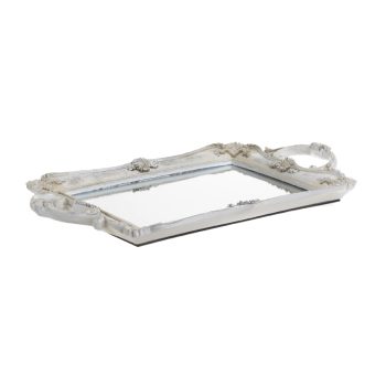 INART ΔΙΣΚΟΣ POLYRESIN ME ΚΑΘΡΕΠΤΗ ΑΝΤΙΚΕ ΛΕΥΚΟΣ 38X23X5 Λευκό-Ιβουάρ    Πολυρεζίνη 3-70-634-0019