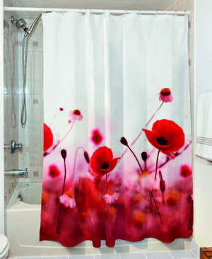 Κουρτίνα μπάνιου Poppies Art 3067 190x180 Κόκκινο Beauty Home