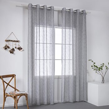 Beauty Home Κουρτίνα γάζα μονόχρωμη με 8 μεταλλικούς κρίκους Art 8440 140x270 Γκρι