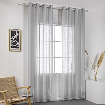 Beauty Home Κουρτίνα γάζα με σενίλ και 8 μεταλλικούς κρίκους Art 8441 140x270 Γκρι