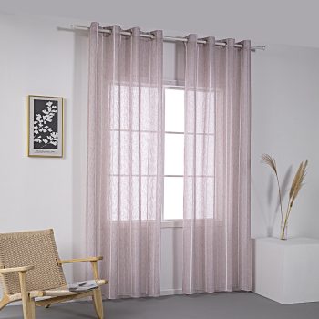Beauty Home Κουρτίνα γάζα με σενίλ και 8 μεταλλικούς κρίκους Art 8441 140x270 Ροζ