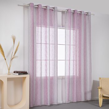 Beauty Home Κουρτίνα γάζα δίχρωμη με 8 μεταλλικούς κρίκους Art 8442 140x270 Ροζ