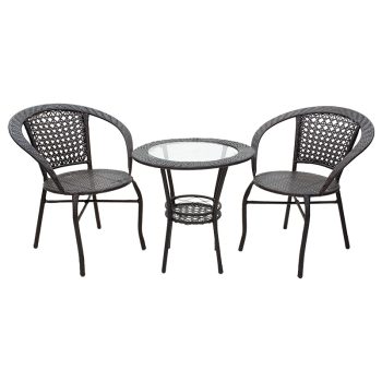 Σαλόνι κήπου Saylor pakoworld σετ 3τεμ μέταλλο-pe rattan καφέ 140-000028