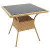 Τραπέζι κήπου Laura pakoworld μέταλλο-pe rattan φυσικό 80x80x75εκ 140-000035