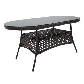 Τραπέζι κήπου Cellin pakoworld μέταλλο-pe rattan καφέ 160x80x77εκ 140-000037
