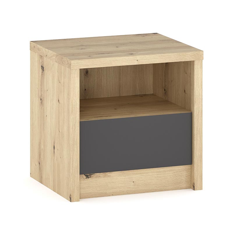 Κομοδίνο Lavinia pakoworld ανθρακί-sonoma 46.5x39.5x45.5εκ 173-000002