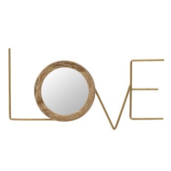 INART ΚΑΘΡΕΠΤΗΣ ΤΟΙΧΟΥ LOVE ΞΥΛΙΝΟΣ/ΜΕΤΑΛΛΙΚΟΣ NATURAL/ΧΡΥΣΟΣ 64X4X30 Φυσικό μπεζ