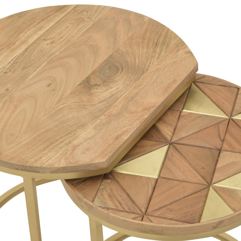 INART S/2 ΖΙΓΚΟΝ ΜΕΤΑΛΛΙΚΟ/ΞΥΛΙΝΟ ΧΡΥΣΟ/NATURAL 45Χ40Χ45 3-50-350-0064 - Image 3
