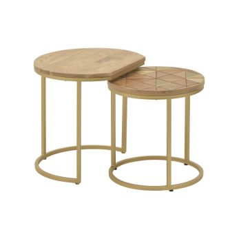INART S/2 ΖΙΓΚΟΝ ΜΕΤΑΛΛΙΚΟ/ΞΥΛΙΝΟ ΧΡΥΣΟ/NATURAL 45Χ40Χ45 Χρυσό