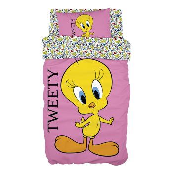 Beauty Home Σετ σεντόνια μονά Art 6190 Tweety 165x250 Ροζ