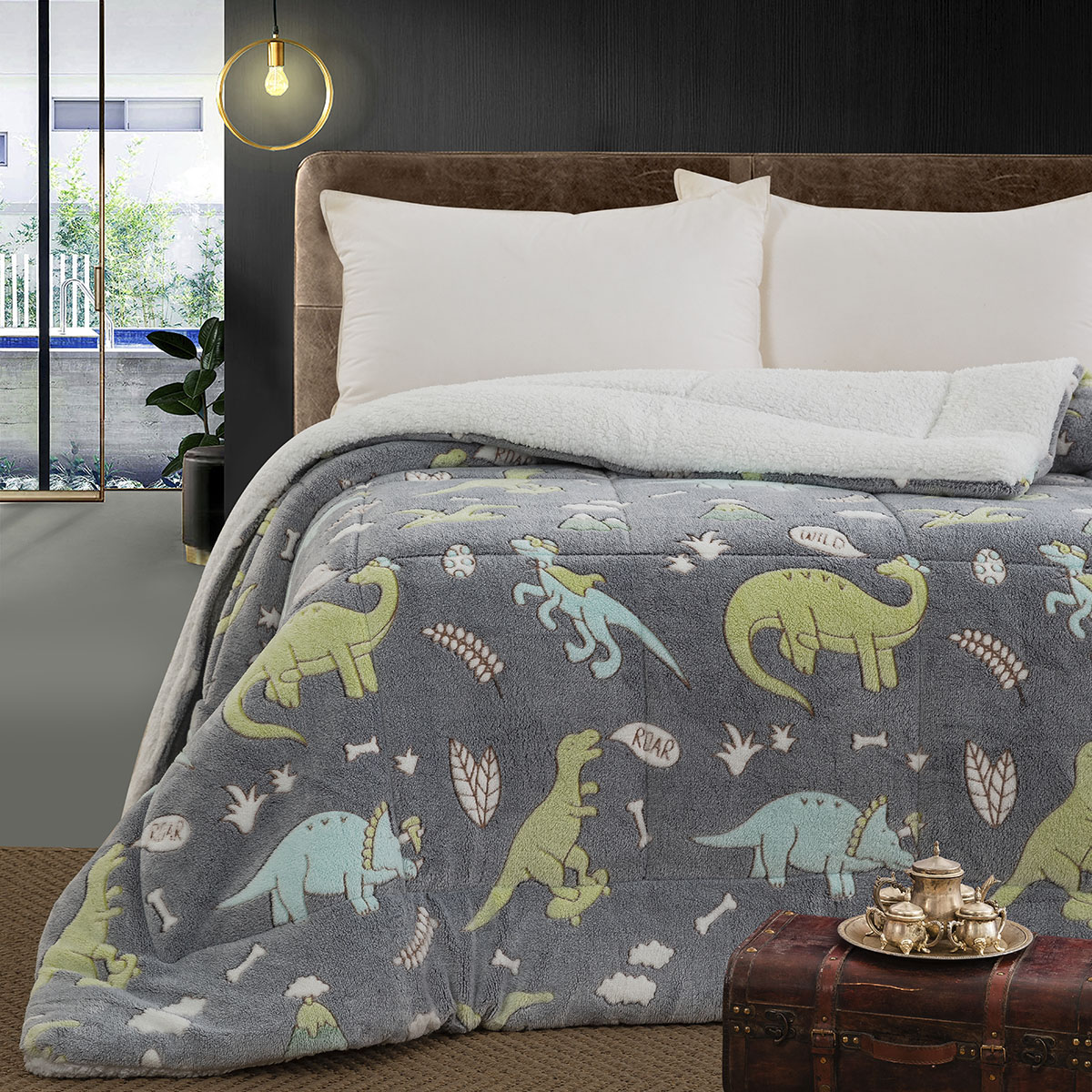 Beauty Home Κουβερτοπάπλωμα μονό φωσφοριζέ Glow Art 6270 160x220 Γκρι