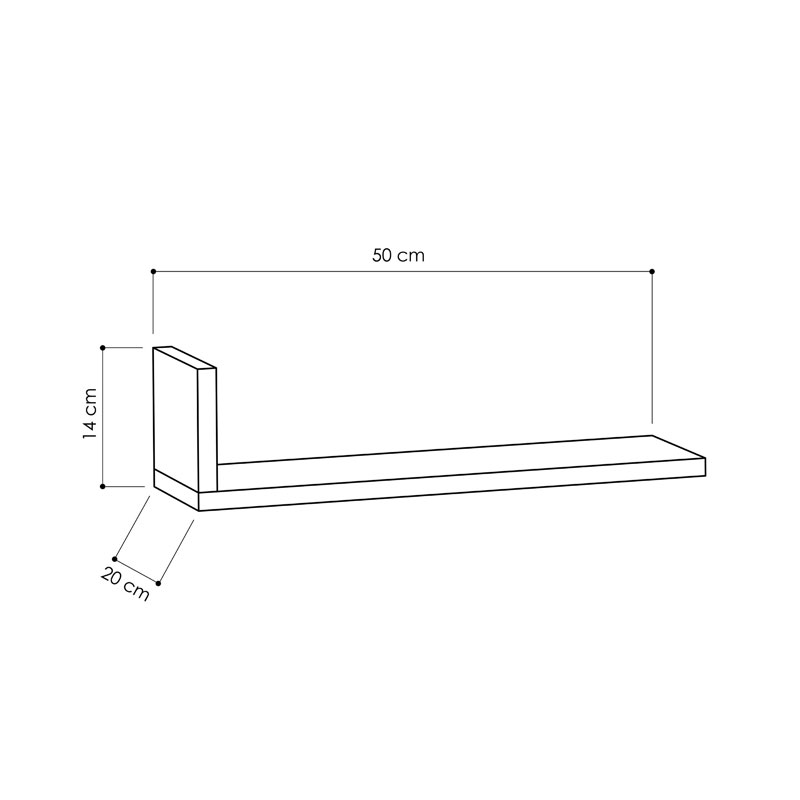 Ραφιέρα τοίχου L-Model χρώμα μόκα 50x20x14εκ - Image 3