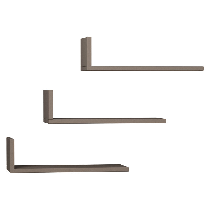 Ραφιέρα τοίχου L-Model pakoworld χρώμα μόκα 50x20x14εκ 119-001137