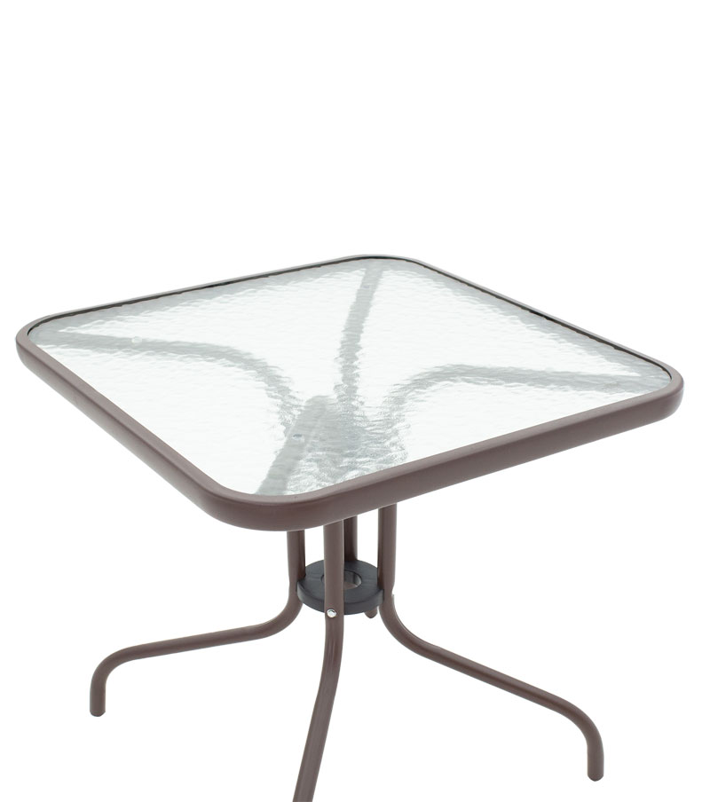 Τραπέζι Watson μέταλλο καφέ-γυαλί 80x80x70εκ - Image 2