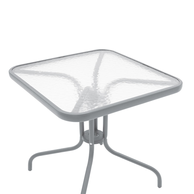 Τραπέζι Watson μέταλλο γκρι-γυαλί 80x80x70εκ - Image 2