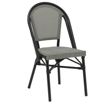 Καρέκλα κήπου Paris pakoworld αλουμίνιο μαύρο-textilene ασπρόμαυρο 216-000015