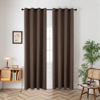 Beauty Home Κουρτίνα μεσαίας σκίασης με 8 μεταλλικούς κρίκους Illusion Art 8445 140x270 Καφέ