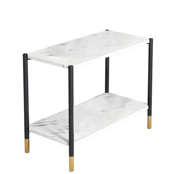 Τραπέζι σαλονιού Mara MDF λευκό μαρμάρου-μαύρο 80x40x55cm 072-000065
