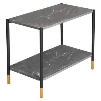 Τραπέζι σαλονιού Mara MDF ανθρακί μαρμάρου-μαύρο 80x40x55cm 072-000066