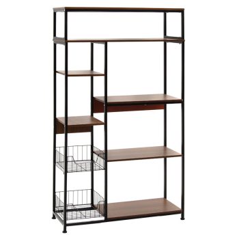 Ραφιέρα επιδαπέδια Leena pakoworld μέταλλο dark oak-μαύρο 80x30x142εκ 072-000060
