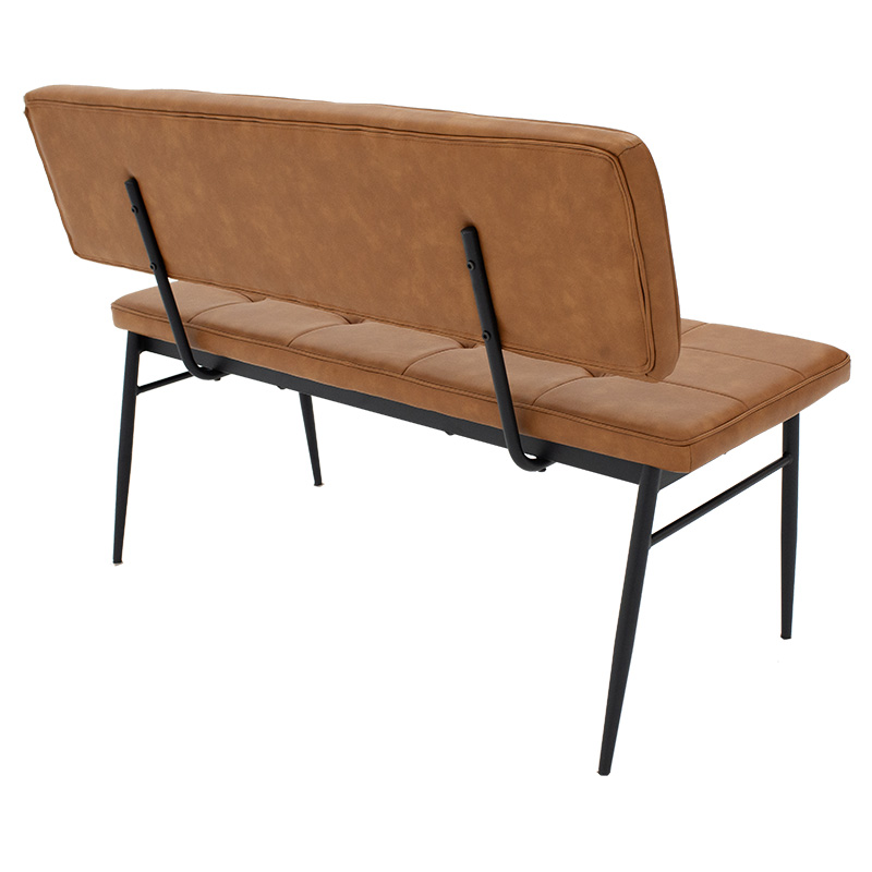 Καναπές 2θέσιος Rosen μέταλλο μαύρo-PU μπεζ 122x55.5x84.5εκ - Image 2