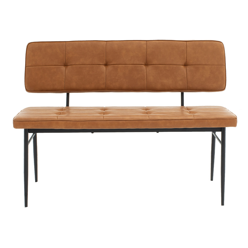 Καναπές 2θέσιος Rosen μέταλλο μαύρo-PU μπεζ 122x55.5x84.5εκ - Image 3