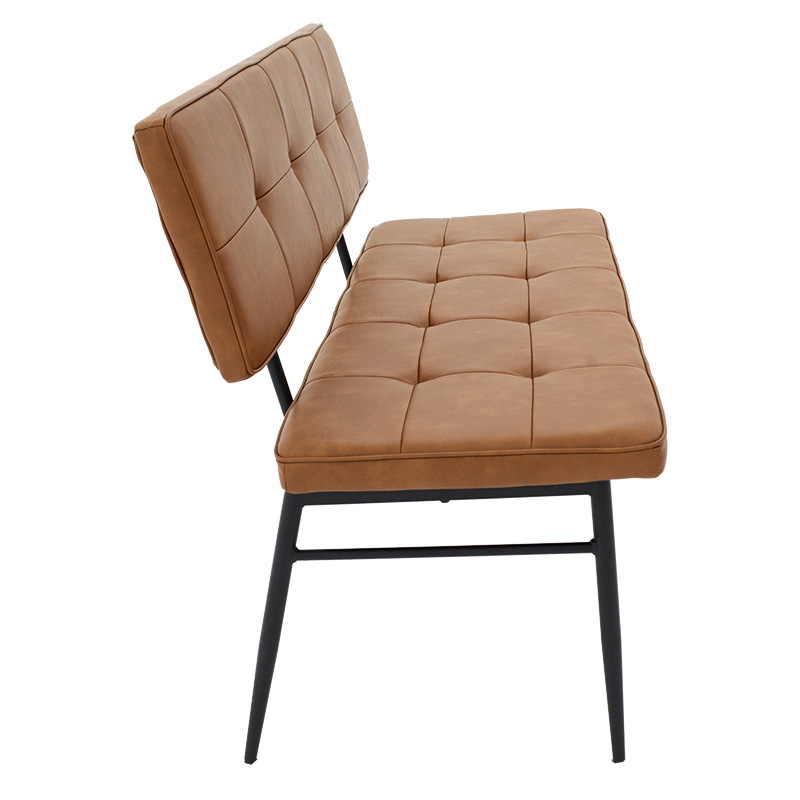 Καναπές 2θέσιος Rosen μέταλλο μαύρo-PU μπεζ 122x55.5x84.5εκ - Image 4
