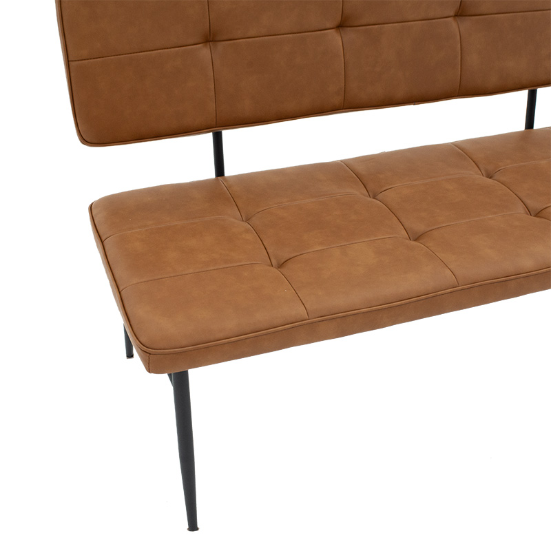 Καναπές 2θέσιος Rosen μέταλλο μαύρo-PU μπεζ 122x55.5x84.5εκ - Image 6