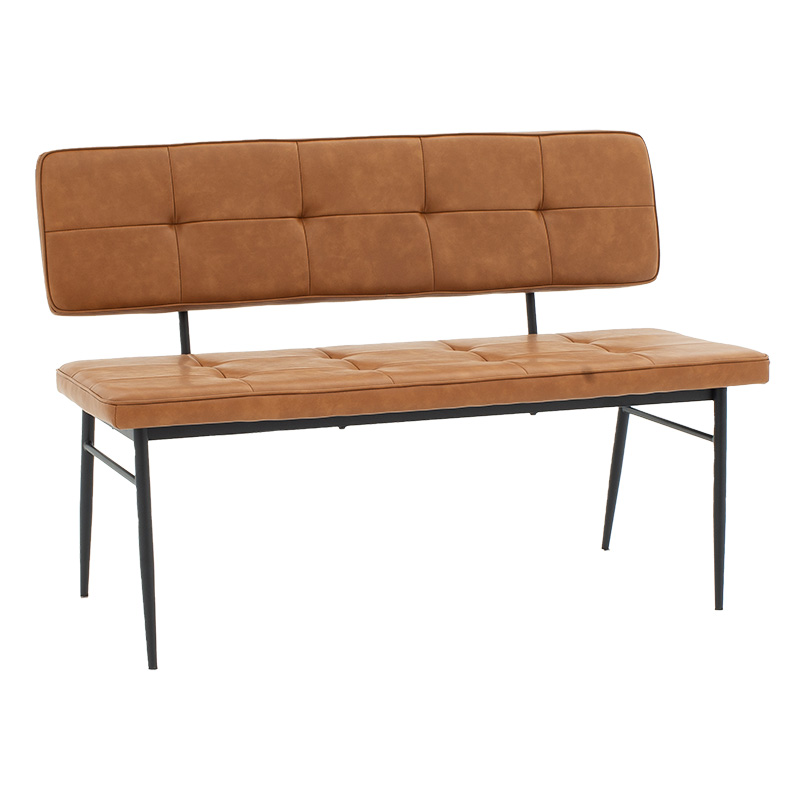 Καναπές 2θέσιος Rosen pakoworld μέταλλο μαύρo-PU μπεζ 122x55.5x84.5εκ 101-000072