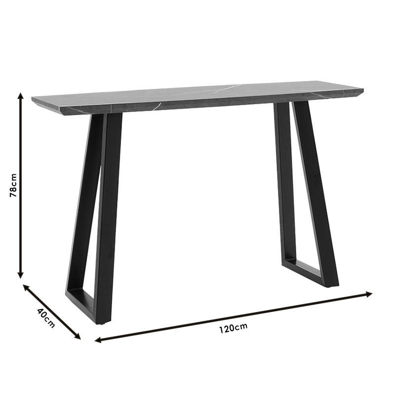 Κονσόλα Rouse MDF μαύρου μαρμάρου-μαύρο 120x40x78εκ - Image 5