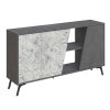 Μπουφές Hana pakoworld γκρι antique-λευκό μαρμάρου 150x35.5x82εκ 119-001175