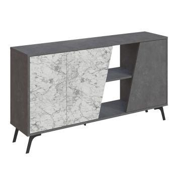 Μπουφές Hana pakoworld γκρι antique-λευκό μαρμάρου 150x35.5x82εκ 119-001175