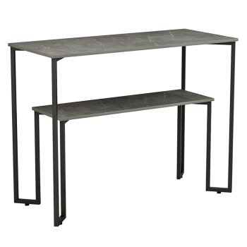 Κονσόλα Homer pakoworld γκρι μαρμάρου-μαύρο 110x48x85εκ 230-000010