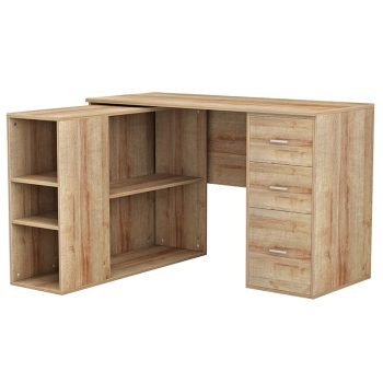 Γραφείο γωνιακό Polina pakoworld φυσικό 120x100x75εκ 230-000018