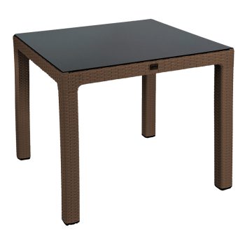 Τραπέζι Explore pakoworld με UV protection PP καφέ 90x90x73.5εκ 253-000031