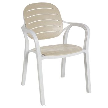 Πολυθρόνα Gentle pakoworld PP λευκό-cappucino 253-000047