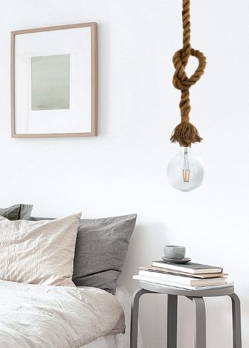 Alternative view of InLight Κρεμαστό φωτιστικό από καφέ σχοινί 1XE27 D:130cm (4381-1-BL)