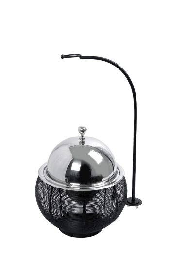 CHAFFING DISH ΜΕ ΒΑΣΗ ΣΤΗΡ. ΚΑΠ. ΚΑΙ ΔΙΠΛΟ ΔΟΧΕΙΟ SS/ΑΛΟΥΜ/ΣΙΔΗΡ. ΜΑΥΡΟ 3500ML GEL WAX 33Χ33Χ36-56ΕΚ TAF113 Espiel