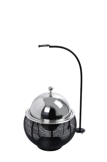 CHAFFING DISH ΜΕ ΒΑΣΗ ΣΤΗΡ. ΚΑΠ. ΚΑΙ ΔΙΠΛΟ ΔΟΧΕΙΟ SS/ΑΛΟΥΜ/ΣΙΔΗΡ. ΜΑΥΡΟ 2500ML GEL WAX 30Χ30Χ32-49ΕΚ TAF112 Espiel