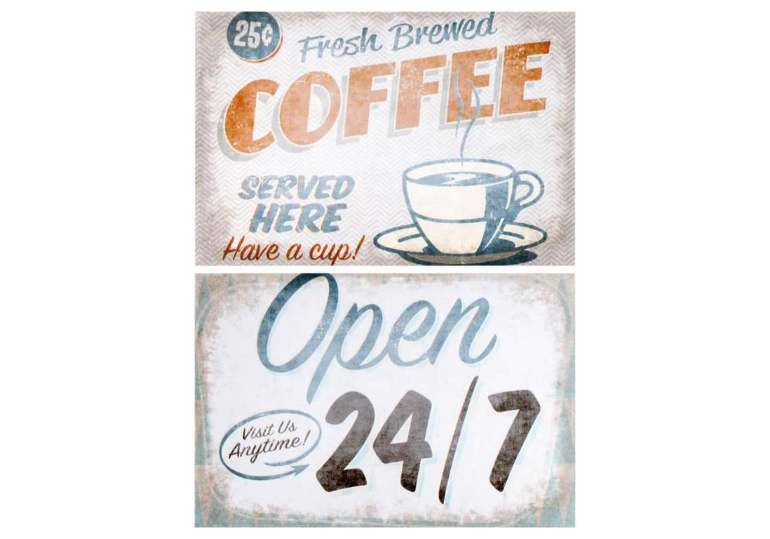 ΠΙΝΑΚΑΣ ΚΑΜΒΑΣ PRINTED 'OPEN/COFFEE' 2ΣΧΕΔΙΑ 20X1.5X30