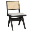 Καρέκλα Winslow pakoworld ξύλο rubberwood μαύρο-pvc rattan φυσικό-ύφασμα γκρι 247-000003