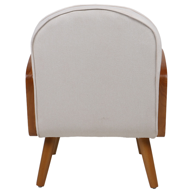 Πολυθρόνα Ricco ύφασμα μπεζ-pe rattan φυσικό-rubberwood καρυδί - Image 5