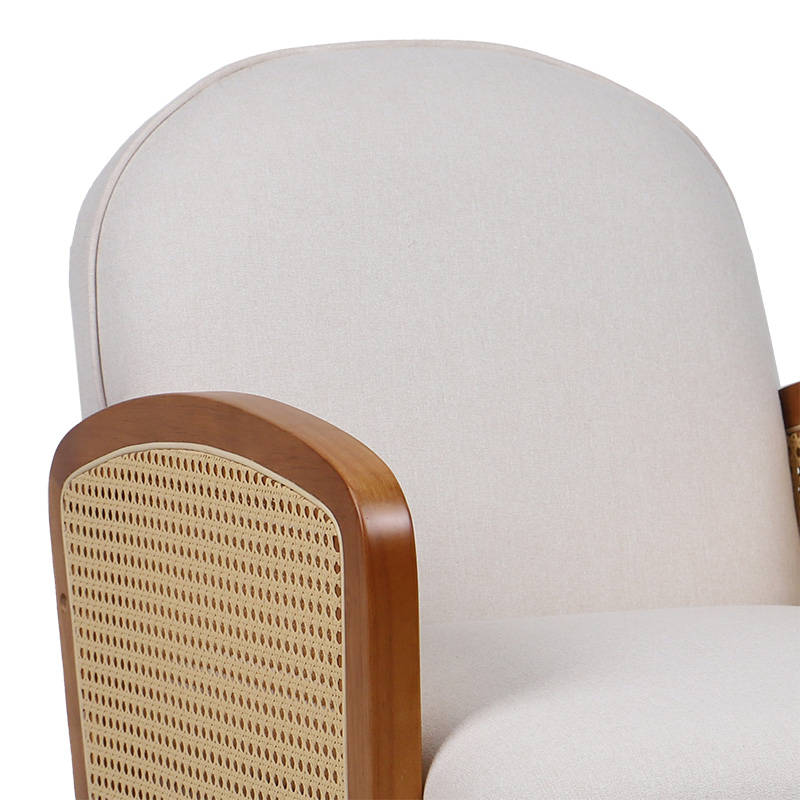 Πολυθρόνα Ricco ύφασμα μπεζ-pe rattan φυσικό-rubberwood καρυδί - Image 6