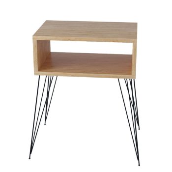Κομοδίνο Naida pakoworld φυσικό-μαύρο 45x30x59εκ 120-000142