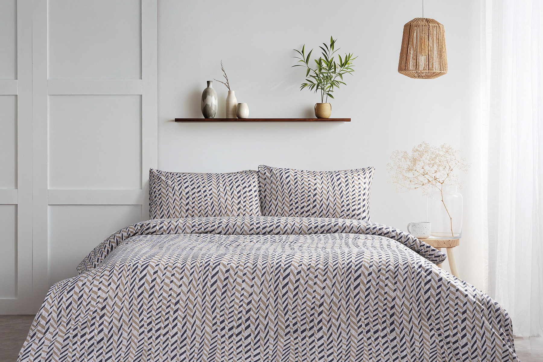Beauty Home Σετ σεντόνια φανελένια υπέρδιπλα με λάστιχο Cooper Art 12123 170x200+32 Εμπριμέ