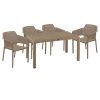 Τραπεζαρία κήπου Explore-Integral pakoworld σετ 5τεμ PP cappuccino 150x90x73