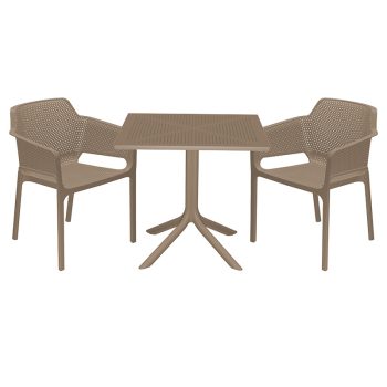 Τραπεζαρία κήπου Groovy-Integral pakoworld σετ 3τεμ PP cappuccino 80x80x74