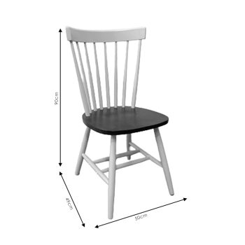 Alternative view of Καρέκλα Larus  φυσικό ξύλo rubberwood ανθρακί-λευκό 50x49x90εκ.