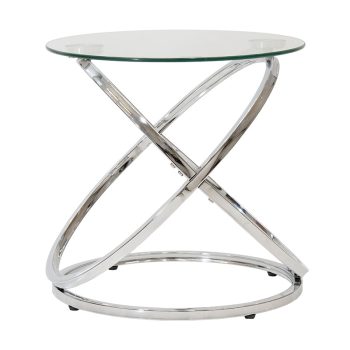Βοηθητικό τραπέζι Sabin pakoworld μέταλλο-γυαλί 5mm Φ50x50εκ 029-000105