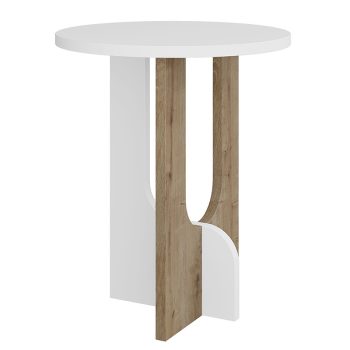Βοηθητικό τραπέζι Luna pakoworld λευκό-φυσικό Φ40x47 εκ 119-001112